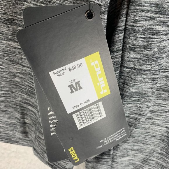 Hind Cropped Top Women's Medium Heather Gray 1/4 Zip Polyester Long Sleeve‎ 6778 - Picture 3 of 9